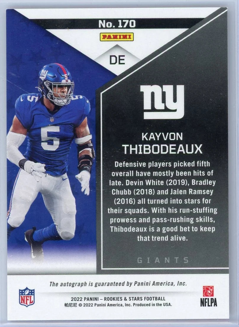 Kayvon Thibodeaux 2022 Panini Rookies & Stars autograph orange #'d 040/125