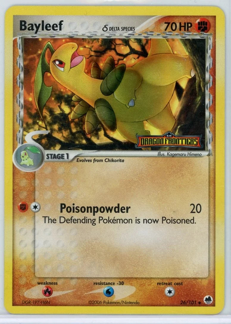 Bayleef 2006 Pokémon Dragon Frontiers reverse holo (stamped) #26/101 LP