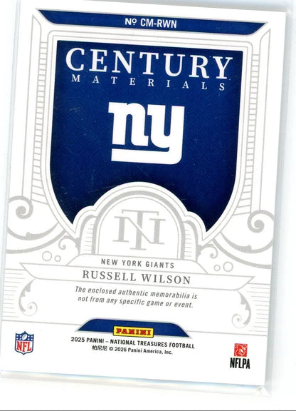 Russell Wilson 2025 Panini National Treasures Century Materials #'d 56/99