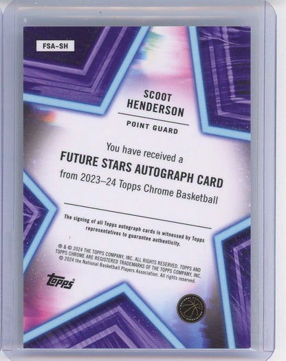 Scoot Henderson 2023-24 Topps Chrome Future Stars autograph RC