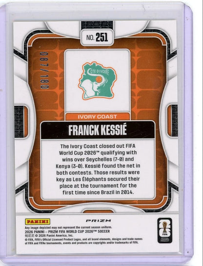 Franck Kessie 2025-26 Panini Prizm World Cup yellow wave #'d 087/180