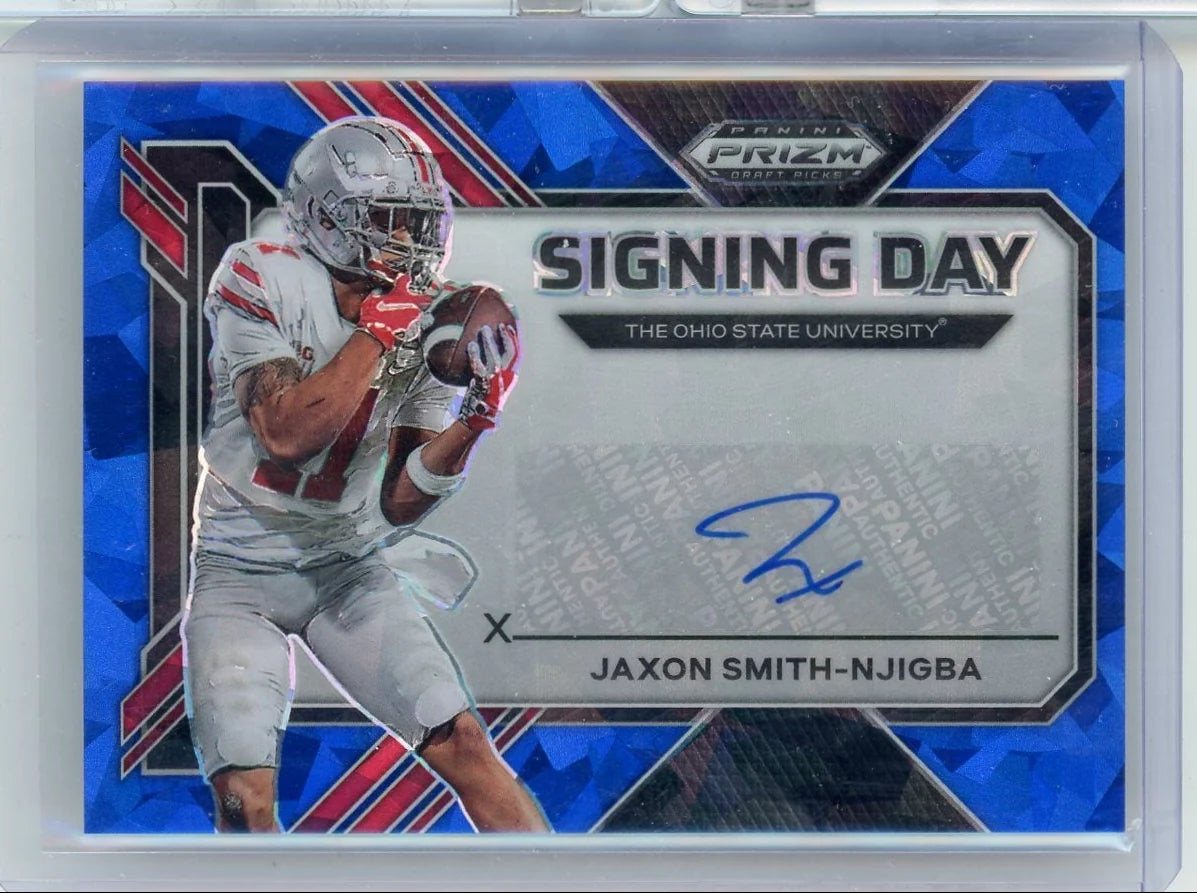 Jaxon Smith-Njigba 2023 Panini Prizm Draft Picks Signing Day autograph blue ice #'d 08/35