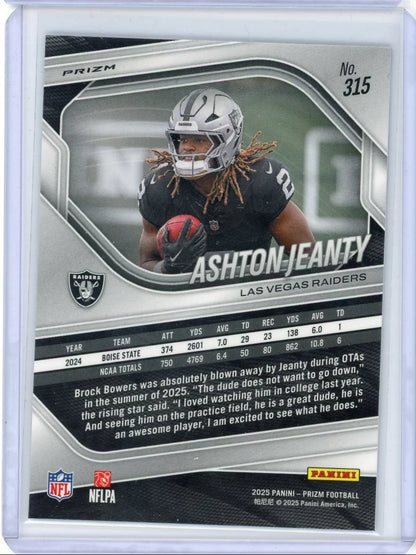 Ashton Jeanty 2025 Panini Prizm lazer prizm RC