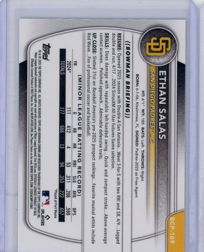 Ethan Salas 2025 Bowman Chrome Purple Wave Ref. #'d 219/250