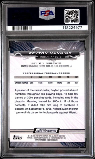 Peyton Manning 2023 Topps Composite Purple Surge #'d 31/99 PSA 10