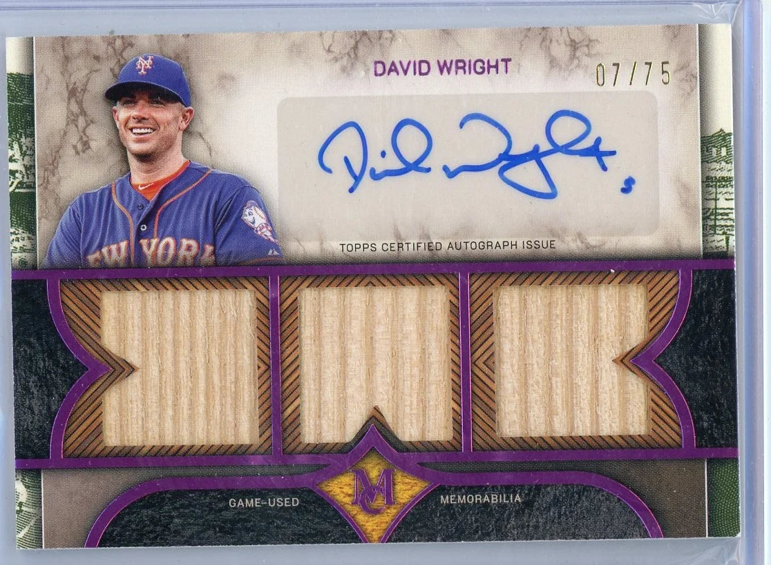 David Wright 2025 Topps Museum Collection Triple Relic Autograph #'d 7/75