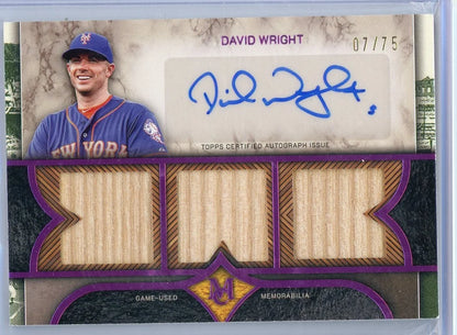 David Wright 2025 Topps Museum Collection Triple Relic Autograph #'d 7/75
