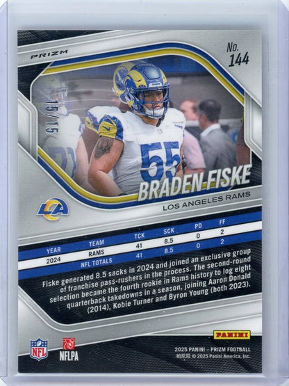 Braden Fiske 2025 Panini Prizm Cherry Blossom #'d 15/15