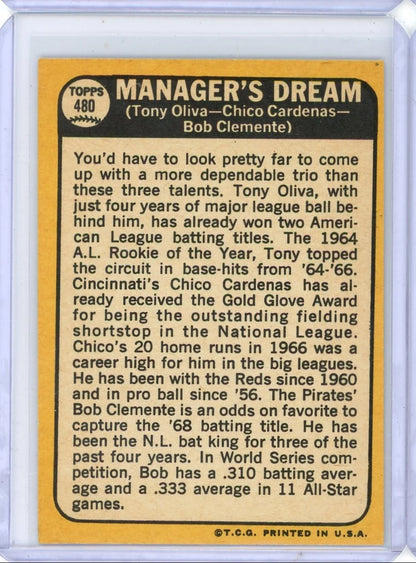 Manager's Dream Oliva Cardenas Clemente 1968 Topps #480