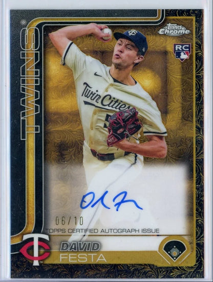 David Festa 2025 Topps Chrome Gilded Blue Gold #'d 06/10