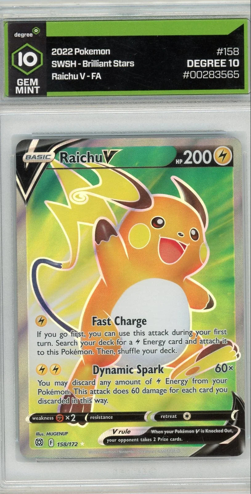 Raichu V 2022 Pokemon Brilliant Stars Full Art #158/172 DEGREE 10