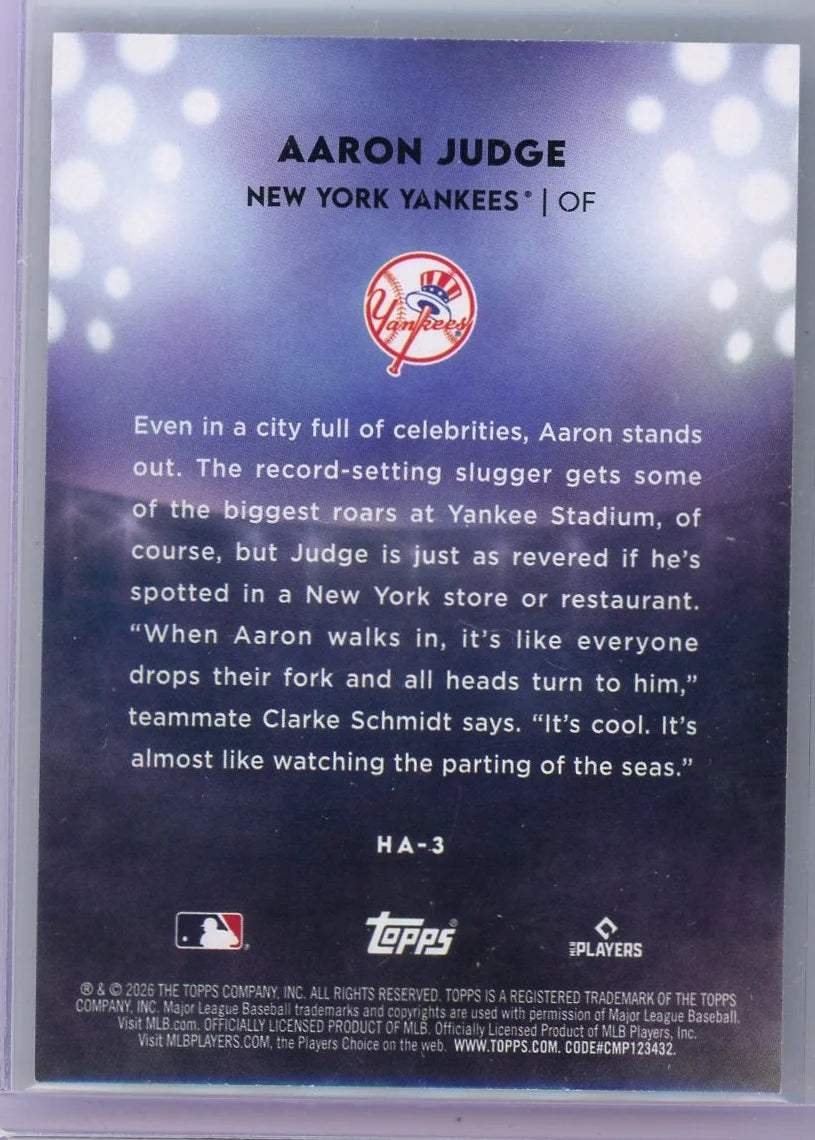 Aaron Judge 2026 Topps Series 1 Home Field Advantage SSP
