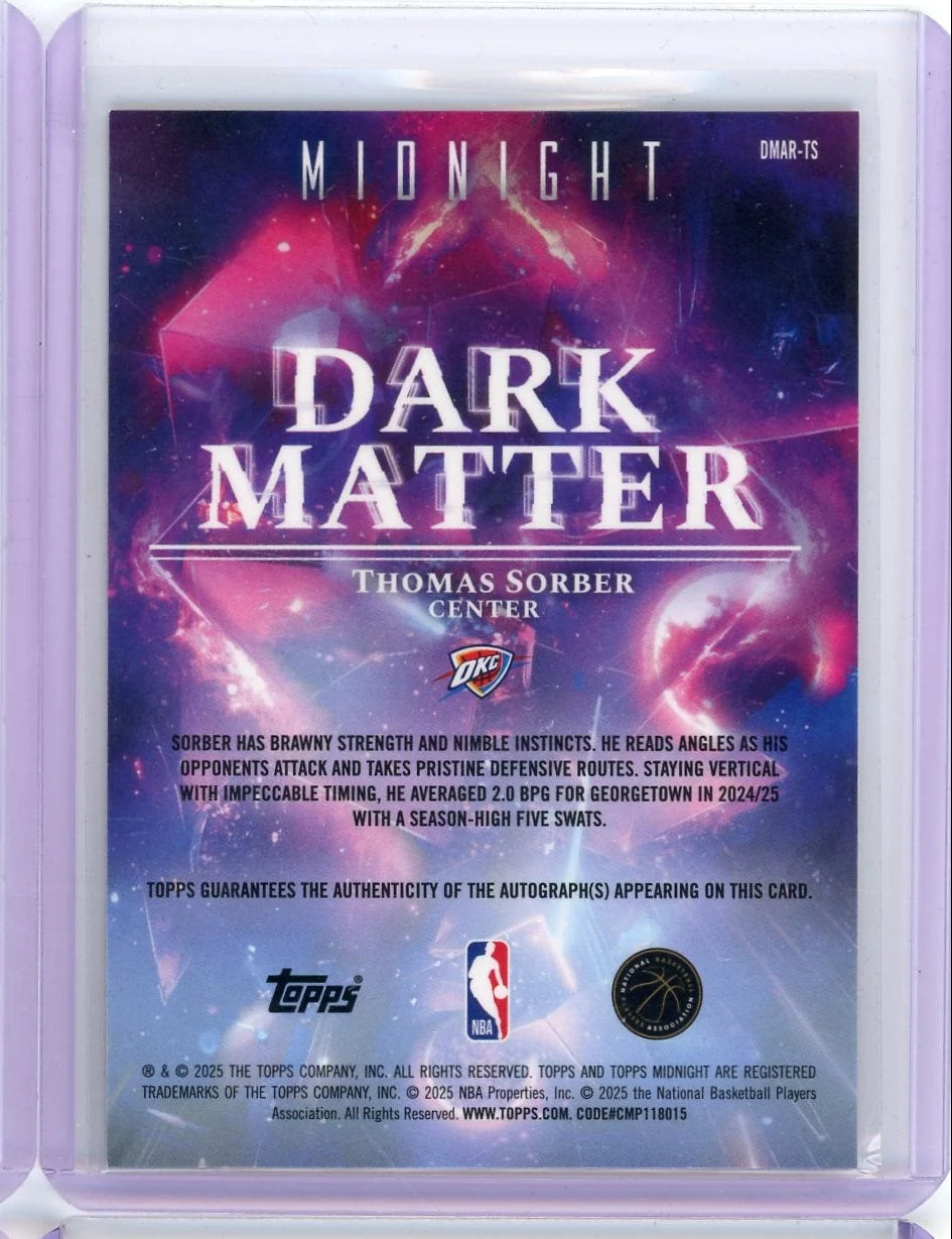 Thomas Sorber 2025 Topps Midnight Rookie Autograph