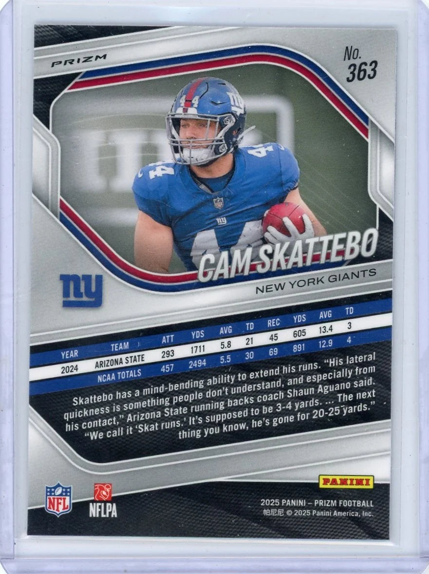 Cam Skattebo 2025 Panini Prizm lazer prizm RC