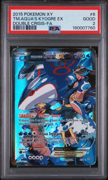 Team Aqua's Kyogre EX 2015 Pokemon XY Double Crisis #6/34 PSA 2