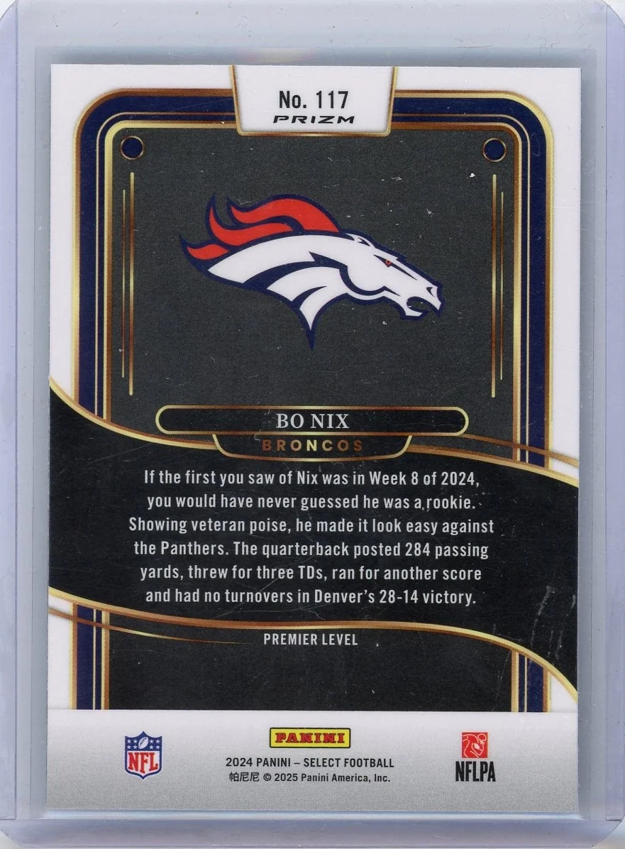 Bo Nix 2024 Panini Select Silver Prizm RC