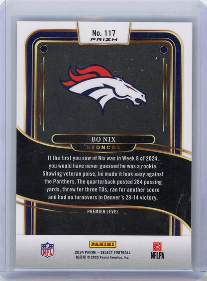 Bo Nix 2024 Panini Select Silver Prizm RC