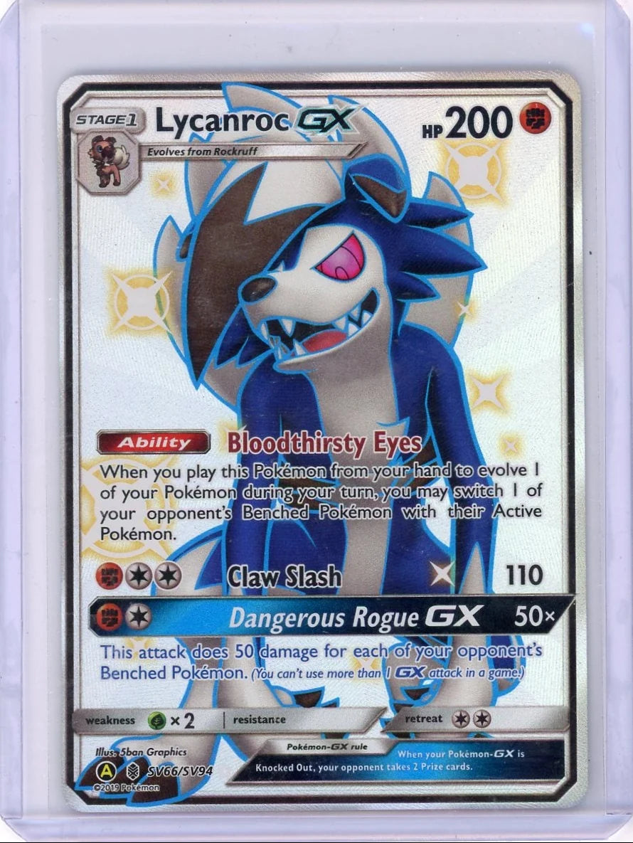 Lycanroc GX Pokémon Hidden Fates Shiny Rare #SV66/SV94