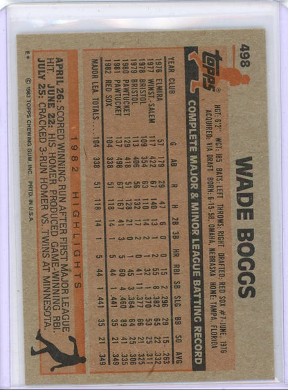 Wade Boggs 1983 Topps RC #498
