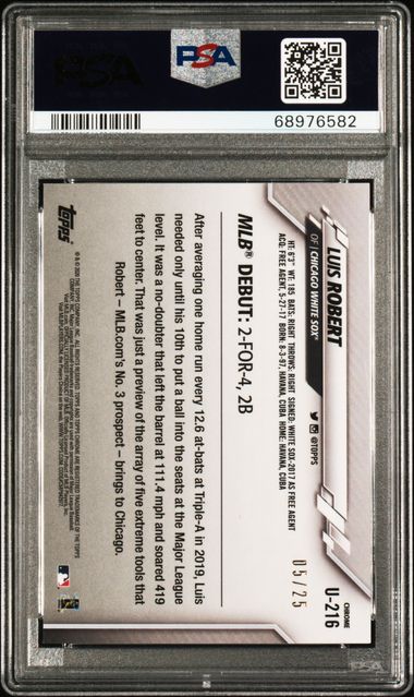 Luis Robert Jr. 2020 Topps Chrome Update Sapphire Edition Orange #'d 05/25 PSA 9