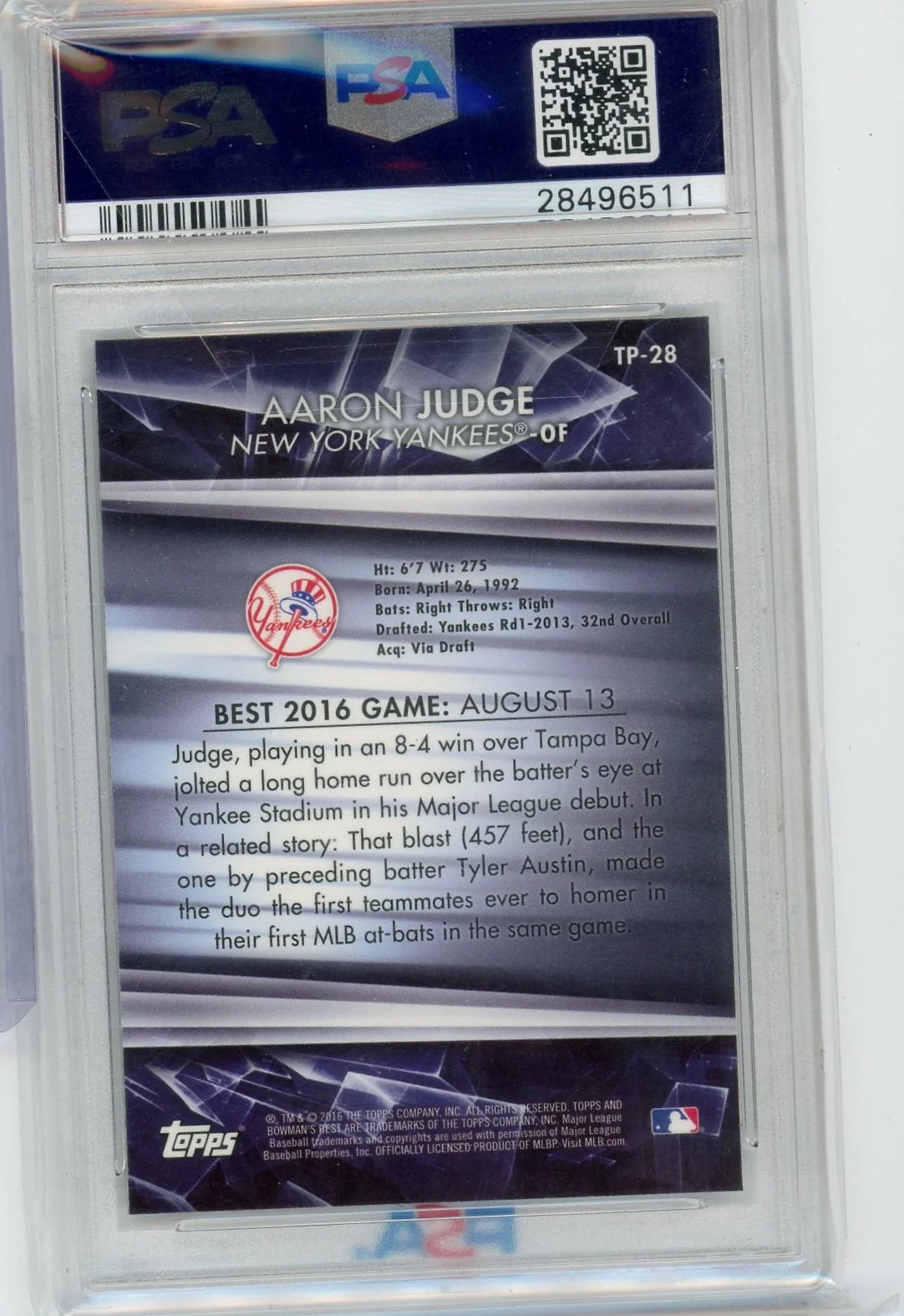 Aaron Judge 2016 Bowman's Best Top Prospects PSA 9