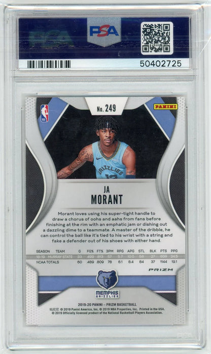 Ja Morant 2019 Panini Prizm Orange Ice Prizm Rookie Card PSA 9