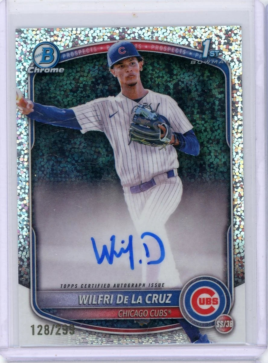 Wilfri De La Cruz 2025 1st Bowman Chrome speckle ref. autograph #'d 128/299