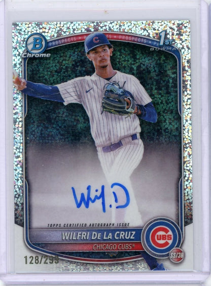 Wilfri De La Cruz 2025 1st Bowman Chrome speckle ref. autograph #'d 128/299