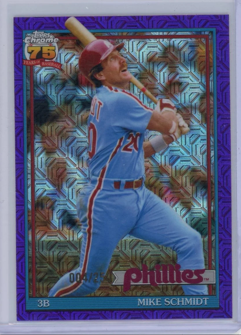 Mike Schmidt 2026 Topps Series 1 Silver Pack 1991 Topps Purple Refractor #'d 004/250