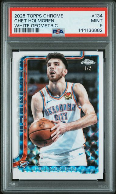 Chet Holmgren 2025 Topps Chrome White Geometric #'d 1/2 PSA 9