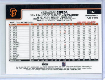 Orlando Cepeda 2025 Topps Chrome Gilded Blue Gold #'d 46/99