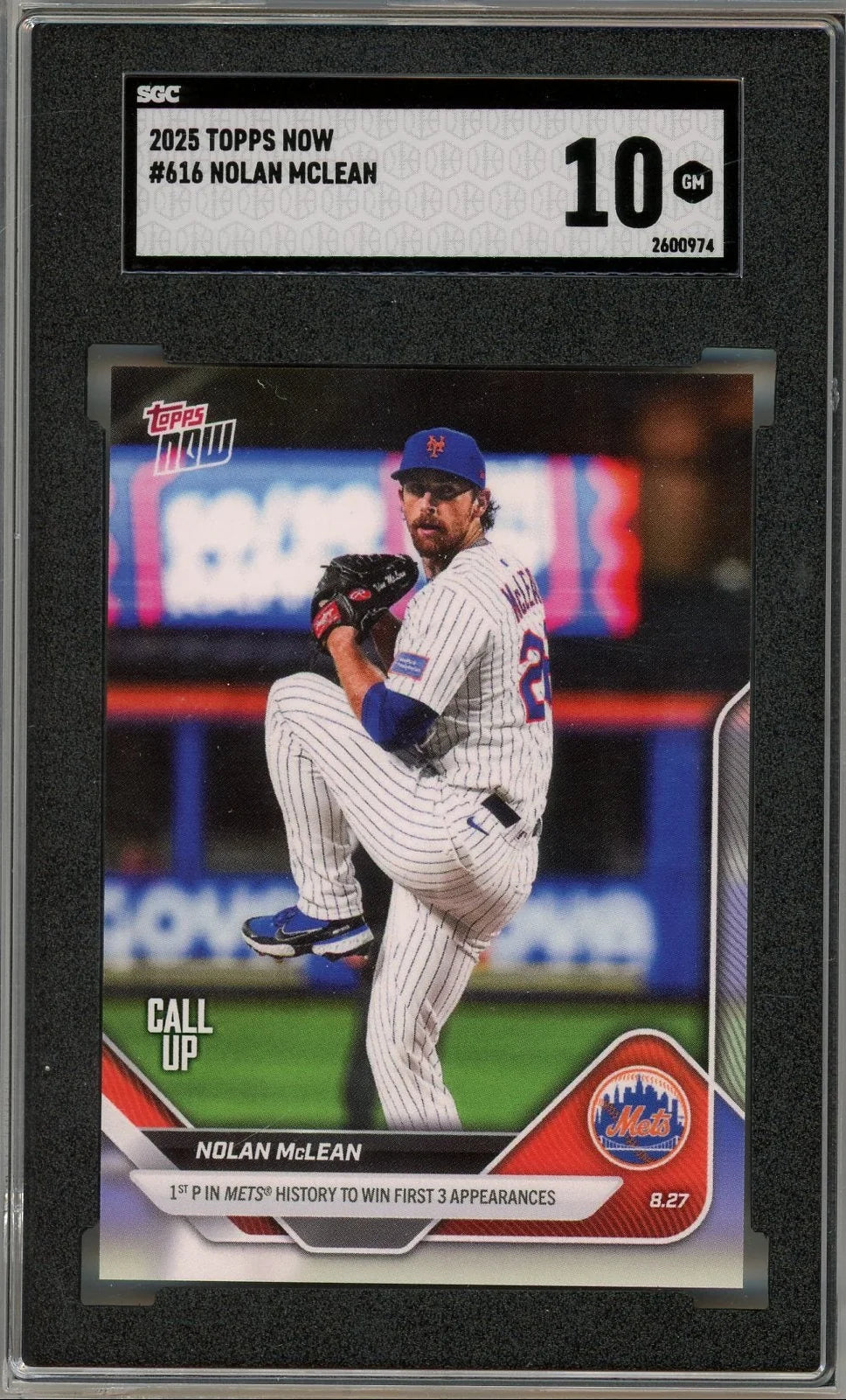 Nolan McLean 2025 Topps Now #616 SGC 10