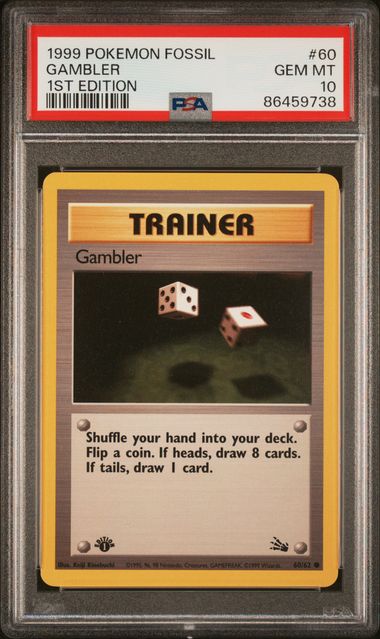 Gambler Pokemon Fossil 1st Edition PSA 10