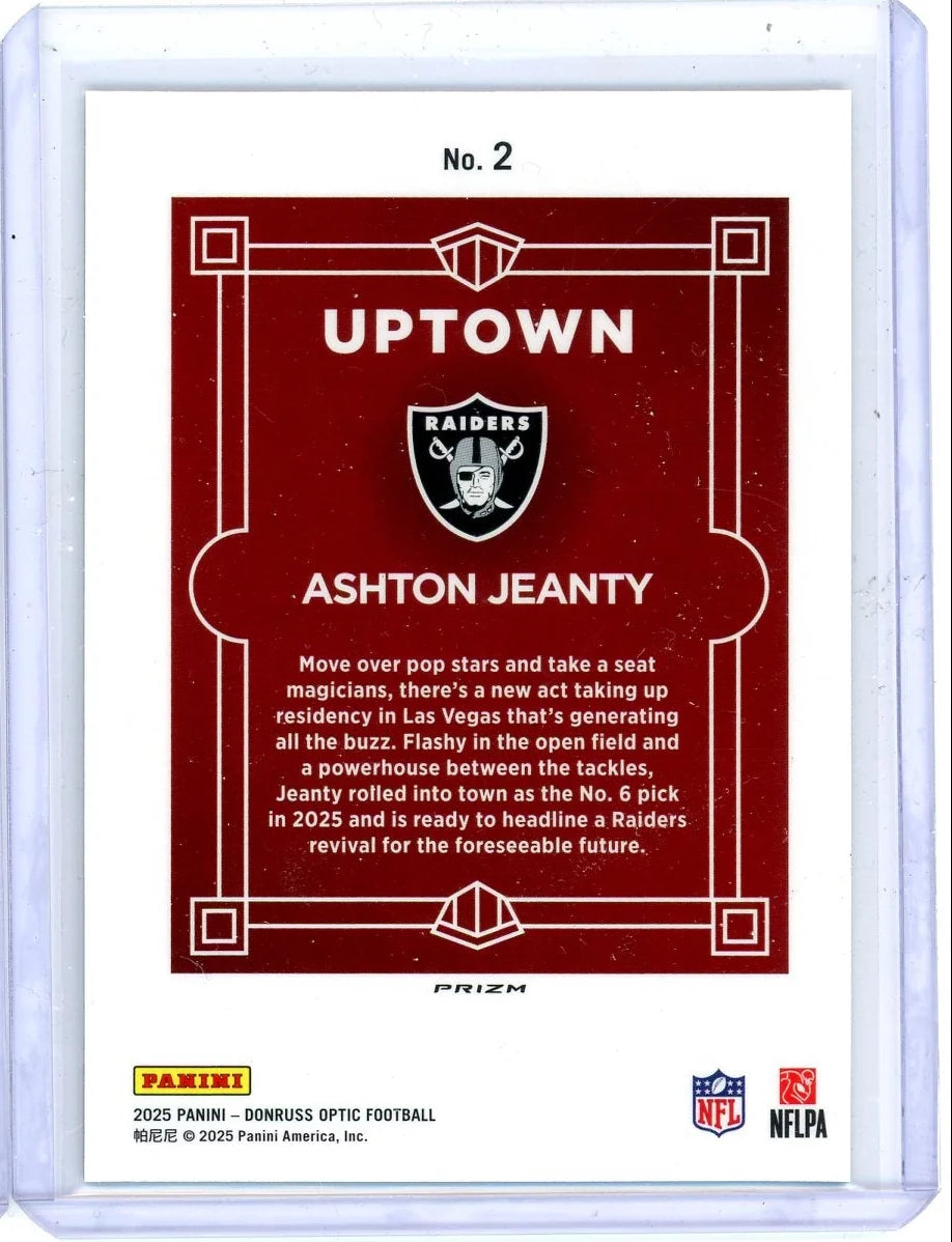 Ashton Jeanty 2025 Panini Donruss Optic Uptown RC