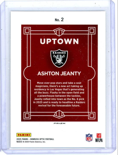 Ashton Jeanty 2025 Panini Donruss Optic Uptown RC