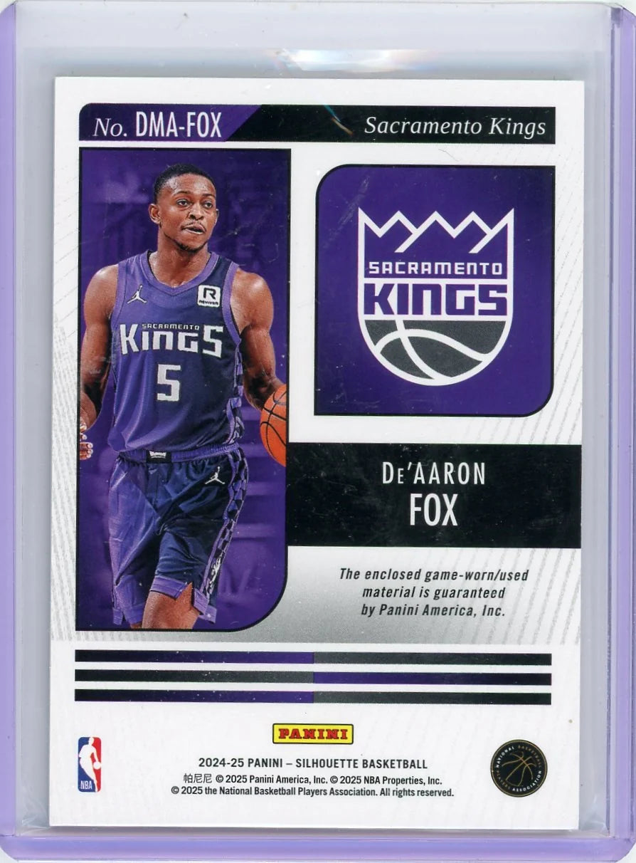 De'Aaron Fox 2024-25 Panini Silhouette Dual Materials Bronze #'d 51/99