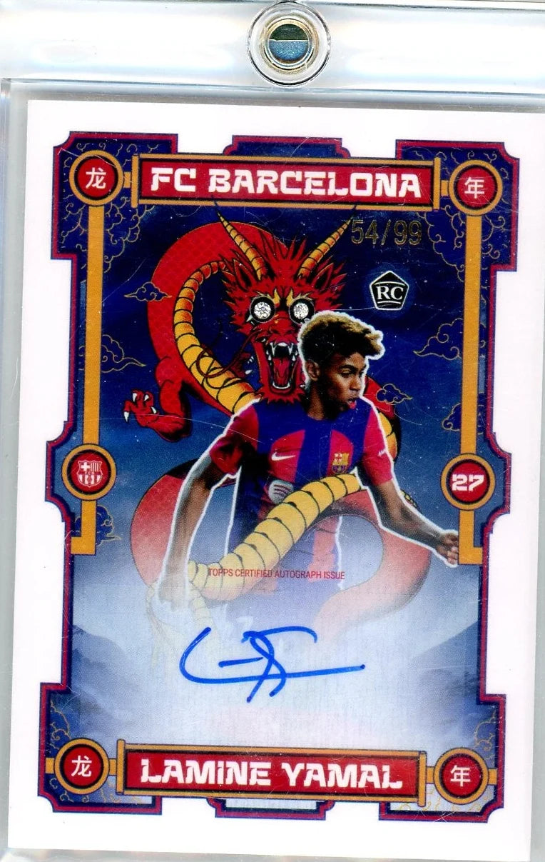 Lamine Yamal 2023 Topps FC Barcelona Diamond Eyes Dragon Rookie Auto #'d 54/99