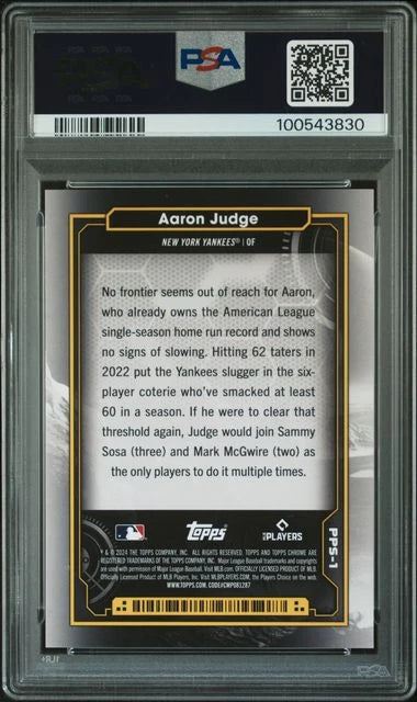 Aaron Judge 2024 Topps Cosmic Chrome Planetary Pursuit The Sun PSA 9