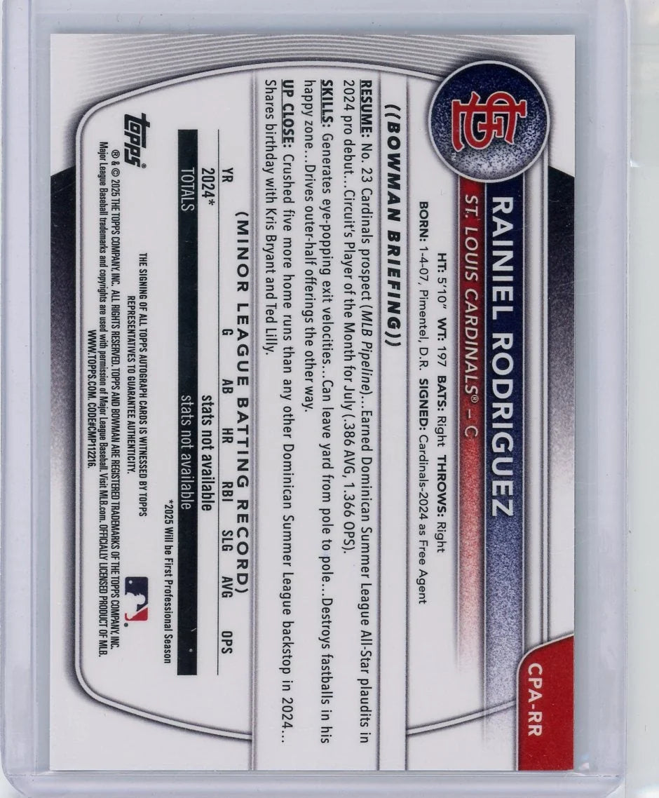 Rainiel Rodriguez 2025 1st Bowman Chrome Autograph