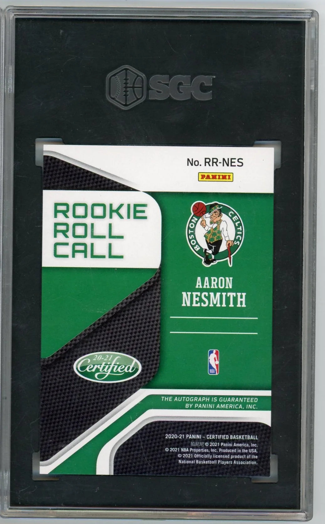 Aaron Nesmith 2020-21 Panini Certified Rookie Roll Call Auto RC SGC 9.5 AUTO 10