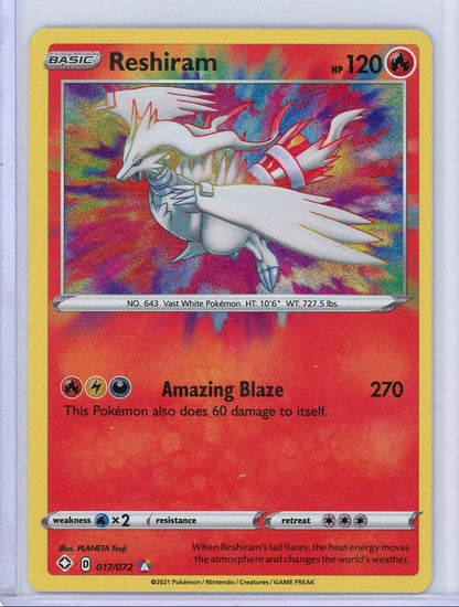Reshiram 2021 Pokemon Vivid Voltage Amazing Rare #017/072