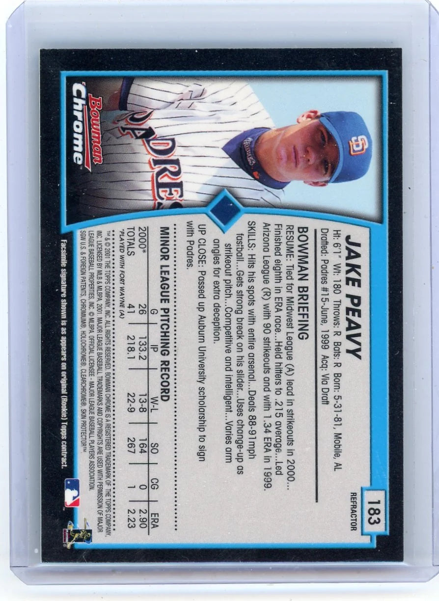 Jake Peavy 2001 Bowman Chrome Refractor RC