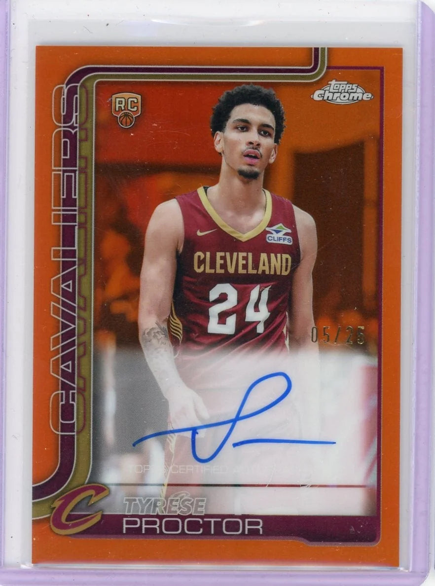 Tyrese Proctor 2025 Topps Chrome Basketball Orange Rookie Autograph #'d 05/25