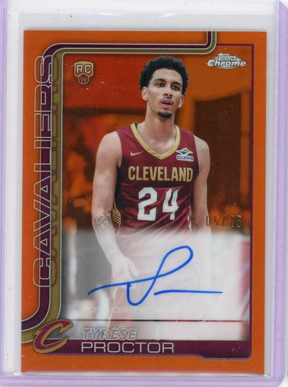 Tyrese Proctor 2025 Topps Chrome Basketball Orange Rookie Autograph #'d 05/25