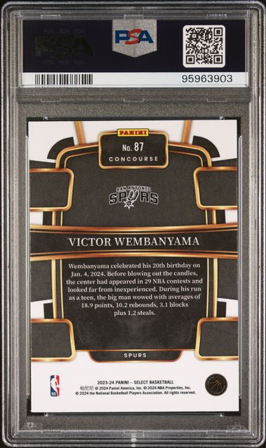 Victor Wembanyama 2023 Panini Select Blue rookie card PSA 10
