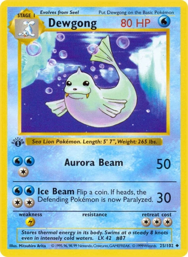 Dewgong (025/102) (Base Set (Shadowless)) (BSS)