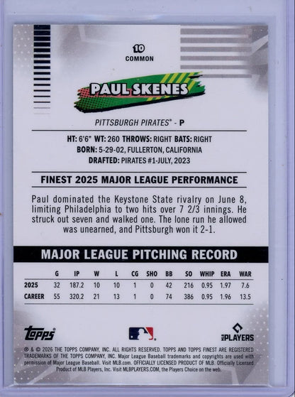 Paul Skenes 2026 Topps Finest purple ref. #'d 20/75