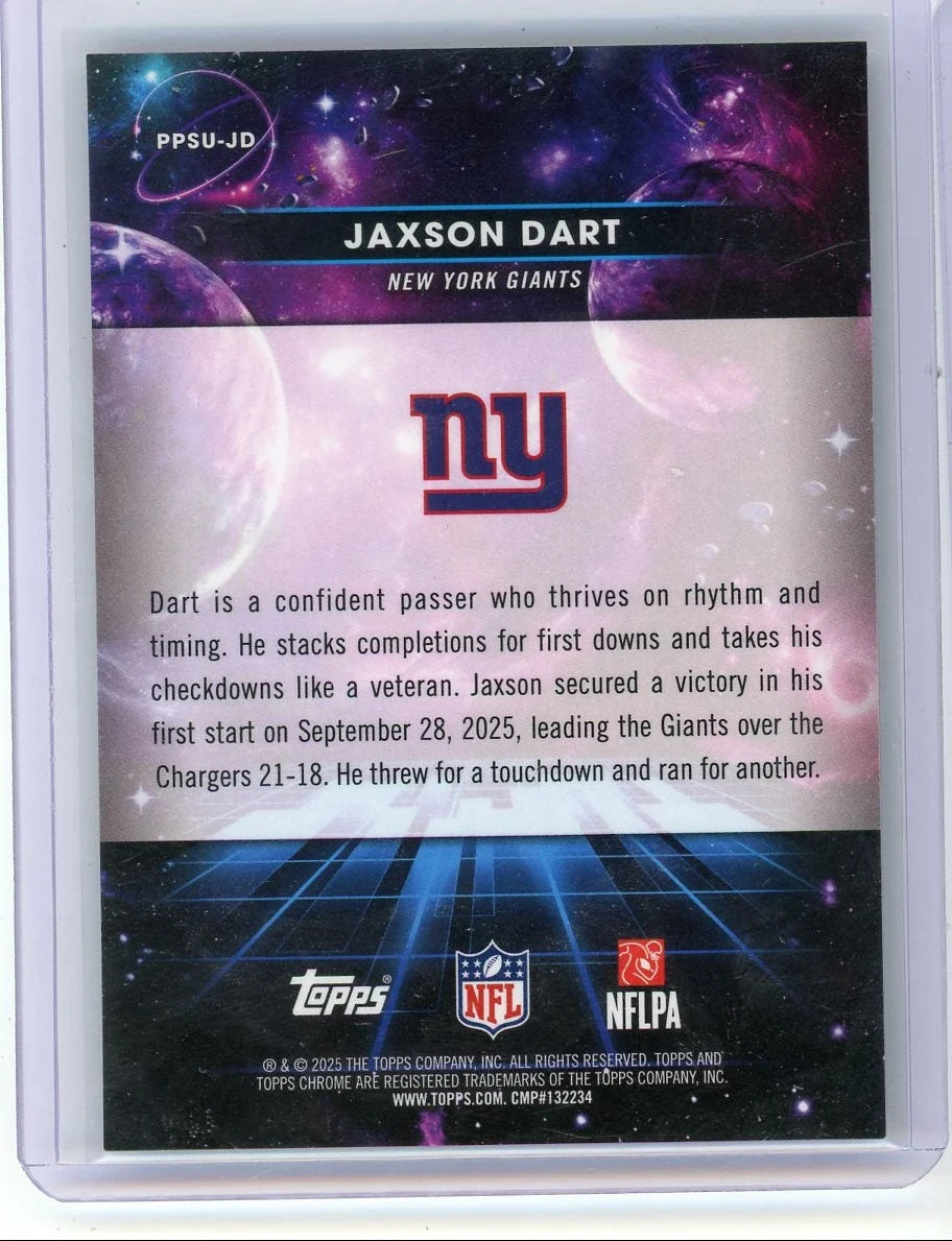 Jaxson Dart 2025 Topps Cosmic Chrome Planetary Pursuit Sun SSP