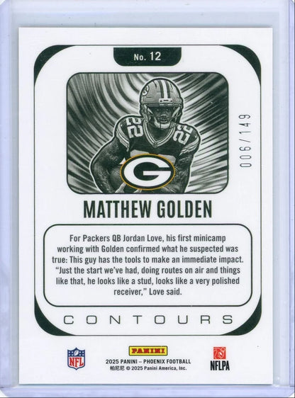 Matthew Golden 2025 Panini Phoenix Contours gold rc #'d 006/149