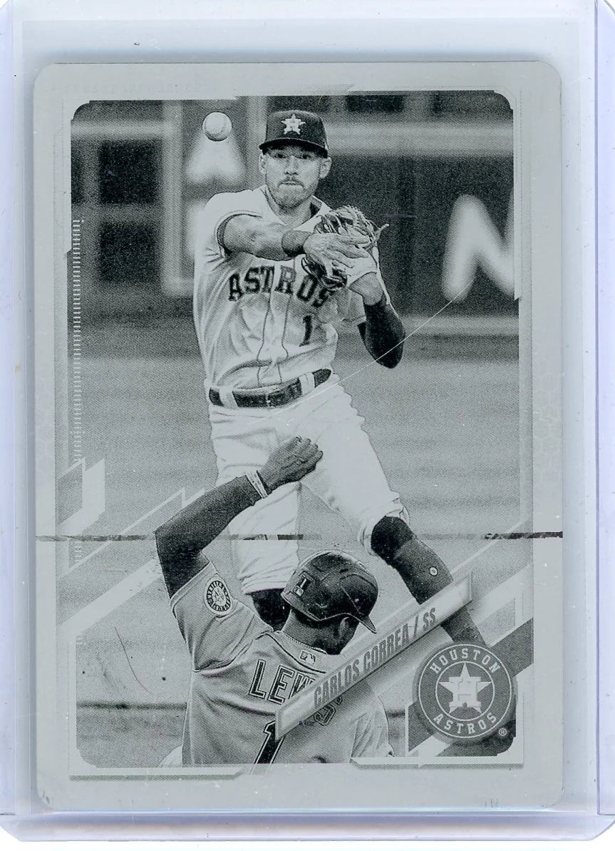 Carlos Correa 2021 Topps Series 1 Printing Plate Black #'d 1/1